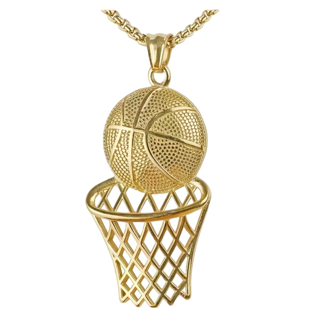 HOT DEAL!! 🔥 Gold Basketball Pendant Gold Chain Necklace - Picture 5 of 5